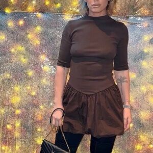 Zara Brown Long Sleeve Dress